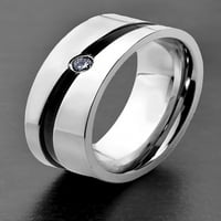 Крајбрежен накит кубна цирконија дијагонално шарена прстен од не'рѓосувачки челик