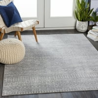 Уметнички ткајачи Роми племенски област килим, средно сиво, 6'7 9 '