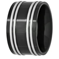 Машки не'рѓосувачки челик со црн ip-обложен висок полски прстен
