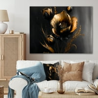 DesignArt Black and Gold Crocus Floral Design I Canvas wallидна уметност
