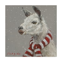 Трговска марка ликовна уметност 'лама со црвена и бела шамија' платно уметност од Мери Милер Вези