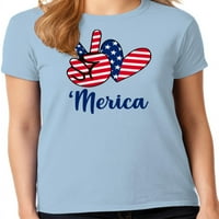 Американско збирка на срцето на знаме женска 4 -ми јули Патриотска САД дама графичка маица - „Мирика мировен
