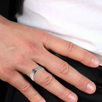 Менс златен позлатен прстен на бенд во волфрам со дијамант