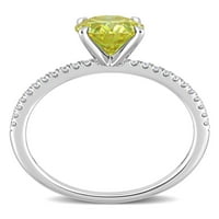 2- Карат Т.Г.В. Создаден жолт и бел прстен за ангажман на стерлинг од моисанит Стерлинг