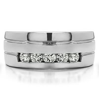 Дијаманти и сафир монтирани во сребрени дијаманти и сафир современ дизајн машки прстен
