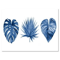 Тропски лисја во класичното сино сликарско платно уметничко печатење