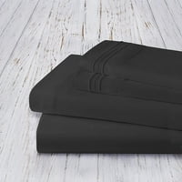Бесплатен кревет за брчки постави микрофибер длабок џеб до, Калифорнија крал, црна