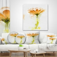 Дизајнрт портокалова гербера скица акварел - цвеќиња фрлаат перница - 12x20