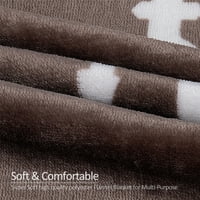Fleece Soft Cozy Plush Folth Fahtte, кафеаво и сиво сидро, стандардно фрлање