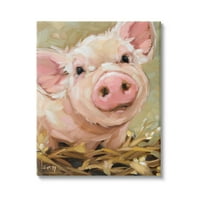 Среќна свиња фарма портрет портрет животни и инсекти галерија за сликање завиткано платно печатење wallидна уметност