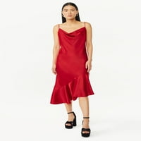 Scoop женски асиметричен сатенски фустан од ками, големини xs-xxl
