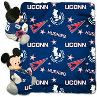 Официјална NCAA и Disney CoConnecticut Huskies Mickey Mouse Hugger карактер во форма на перница и 40 50