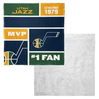 Utah Jazz Nba Colorblock персонализиран свилен допир Шерпа фрли ќебе