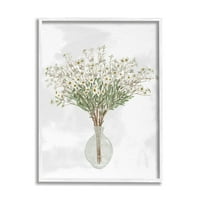 Stuple Industries бела маргаритка диви цвеќиња аранжман Деликатно стакло вазна сликарство бело врамен уметнички