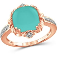 4- Карат Т.Г.В. Акцент на халцедонија и бел дијамант, розово злато над сребрен моден прстен