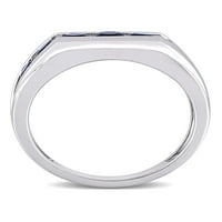 1- Карат Т.Г.В. Создаден сино сафир Стерлинг Сребрен машки прстен