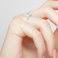 Завет и засекогаш персонализиран невестински платина над стерлинг сребрен плоштад бел топаз 2-парчен врежан свадбен прстен
