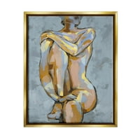Модерна четкана гола портрет апстрактно сликарство метално злато врамено уметничко печатење wallид уметност