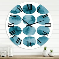 ДизајнАрт „Аквамарински кругови Сини геометриски елементи“ модерен wallиден часовник