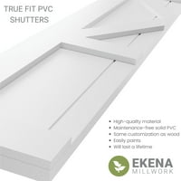 Ekena Millwork 15 W 40 H True Fit PVC Center X-Board Farmhouse Fixed Mount Sulters, Fire Red
