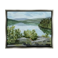 Снекул шума езерото за расчистување на езерото Пејзаж сликарство сив пловила врамена уметничка печатена wallидна уметност