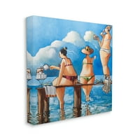Чудесна летна летна плажа дами пејзаж галерија завиткано платно печатење wallид уметност