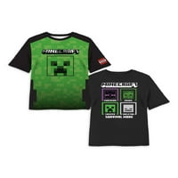 Графички маици за момчиња Minecraft, 2-пакувања, големини 4-16