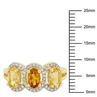 Miabella Women's'sims 1- Carat T.G.W. Овална пресечена мамеира и цитрин и карат Т.В. Тркалезен дијамантски жолт златен блиц, позлатен сребрен сребрен 3-камен ореол прстен