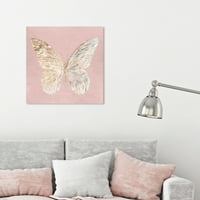 Wynwood Studio Animals Wall Art Canvas Prints 'Златна пеперутка Glimmer Blush' Insects - розова, злато