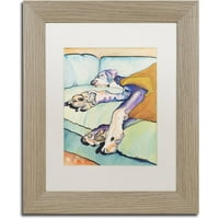 Трговска марка ликовна уметност Слатка спиење платно уметност од Пат Саундерс-Вајт, Бела мат, рамка за бреза