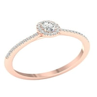 Империјал КТ TDW овален прстен за ангажман на ореол со дијаманти во 10К розово злато