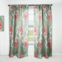 DesignArt 'Цвеќиња со зелени лисја II' Цветна панел за завеси
