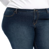 Деним женски плус големина со висок пораст ослободени сурови фармерки од растојание од полите