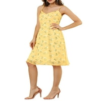 Уникатни поволни цени за летни цвеќиња од шпагети, летен цветен принтриден фустан Миди фустан