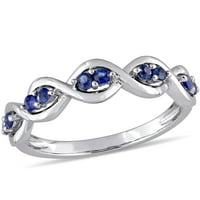 Miabellaенски Carat Carat Sapphire 14kt прстен за годишнина од бело злато