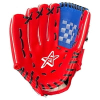 Идни starsвезди про -стил Синтетичка кожа бејзбол мекобол Т -топки на ракавици - црвена, бела и сина - 10