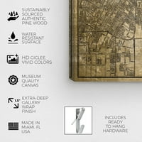 Мапи и знамиња на Wynwood Studio и знамиња Wallидни уметнички платно „Лос Анџелес злато и црно“ мапи на градовите