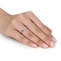 Miaенски Carat Carat T.G.W. Создаден бел сафир и дијамантски акцент прстен за ангажман на бесконечност во сребро сребро