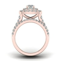 2CT TDW Diamond 14K Rose Gold Double Halo Bridal Set