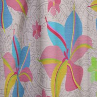 DesignArt „Ретро-жолто розови цвеќиња“ со модерен панел за завеси